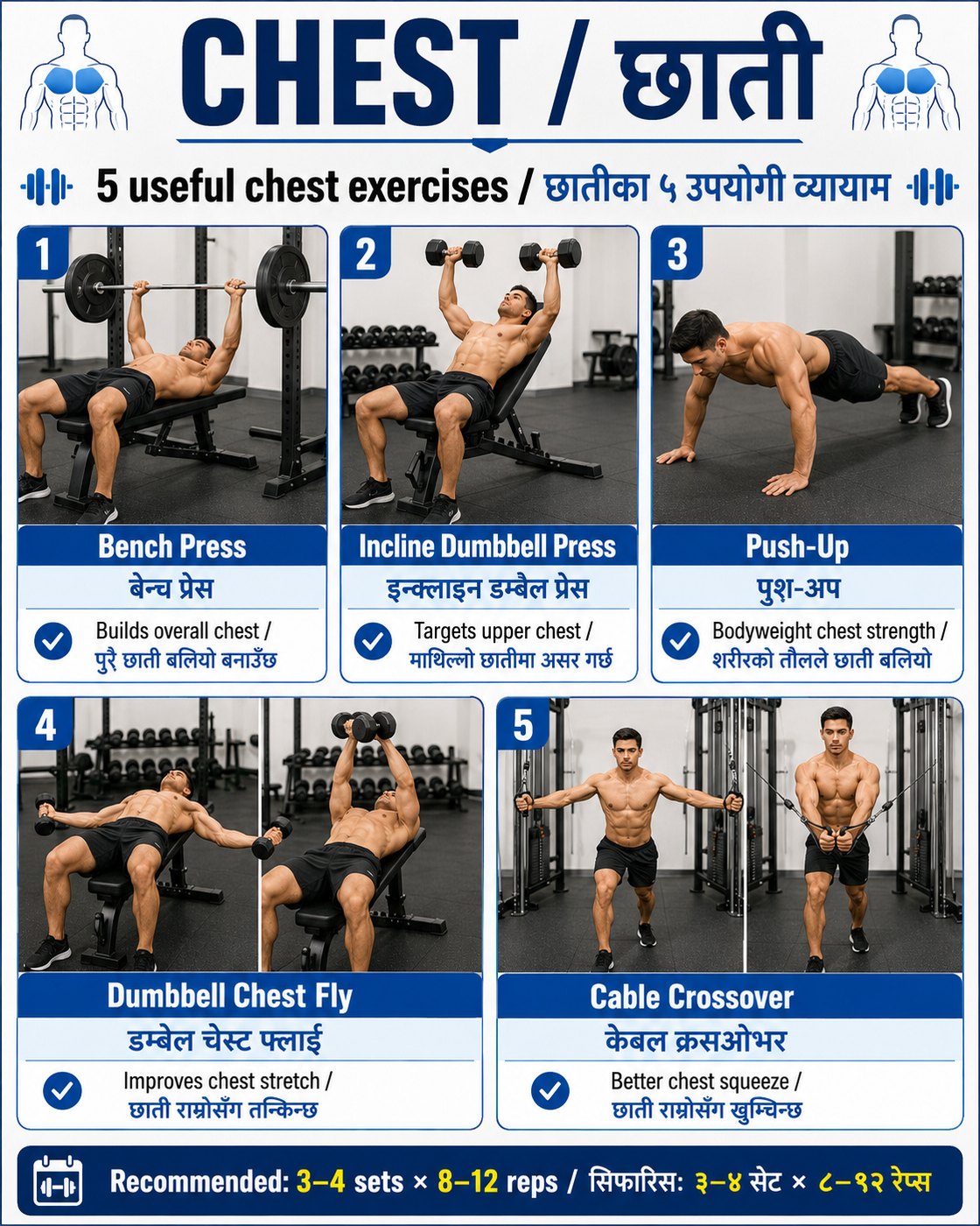 Bilingual chest exercise guide